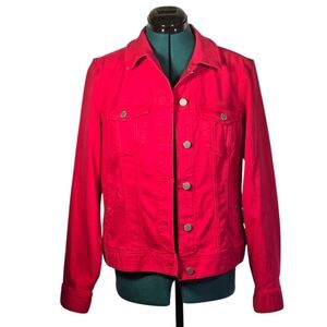 Liverpool Classic Jean Jacket Trucker Jacket in Lollipop Red Size Med Like New
